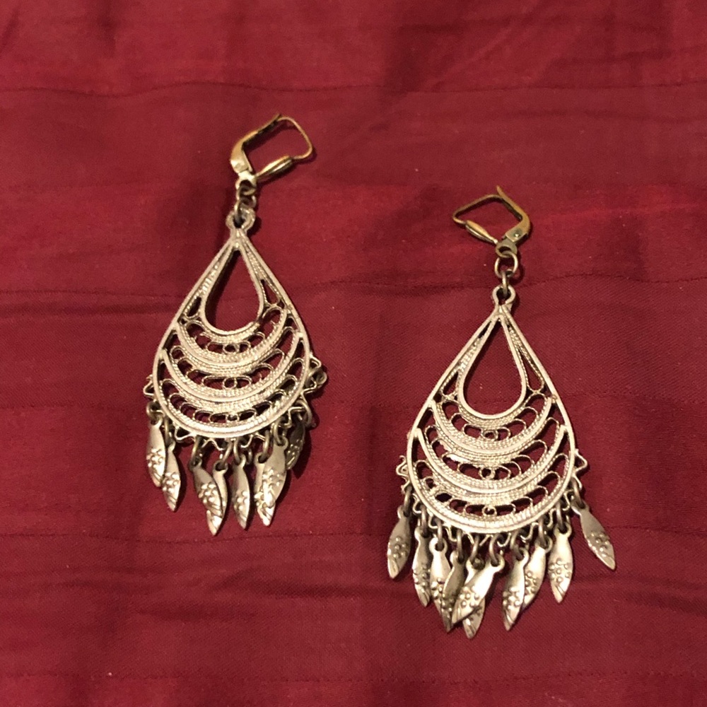 Sterling silver filigree teardrop earrings